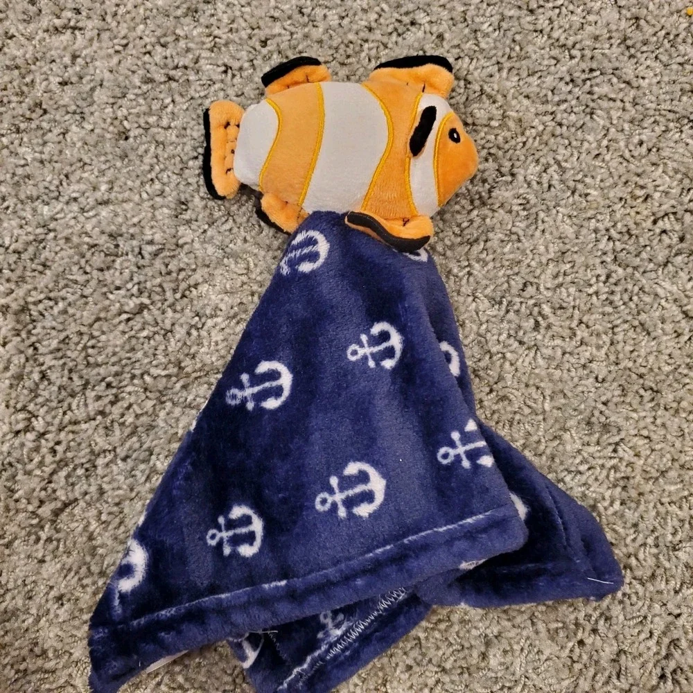 HB Hudson Baby Clown Fish Anchor Security Blanket‎ Plush Toy Lovey